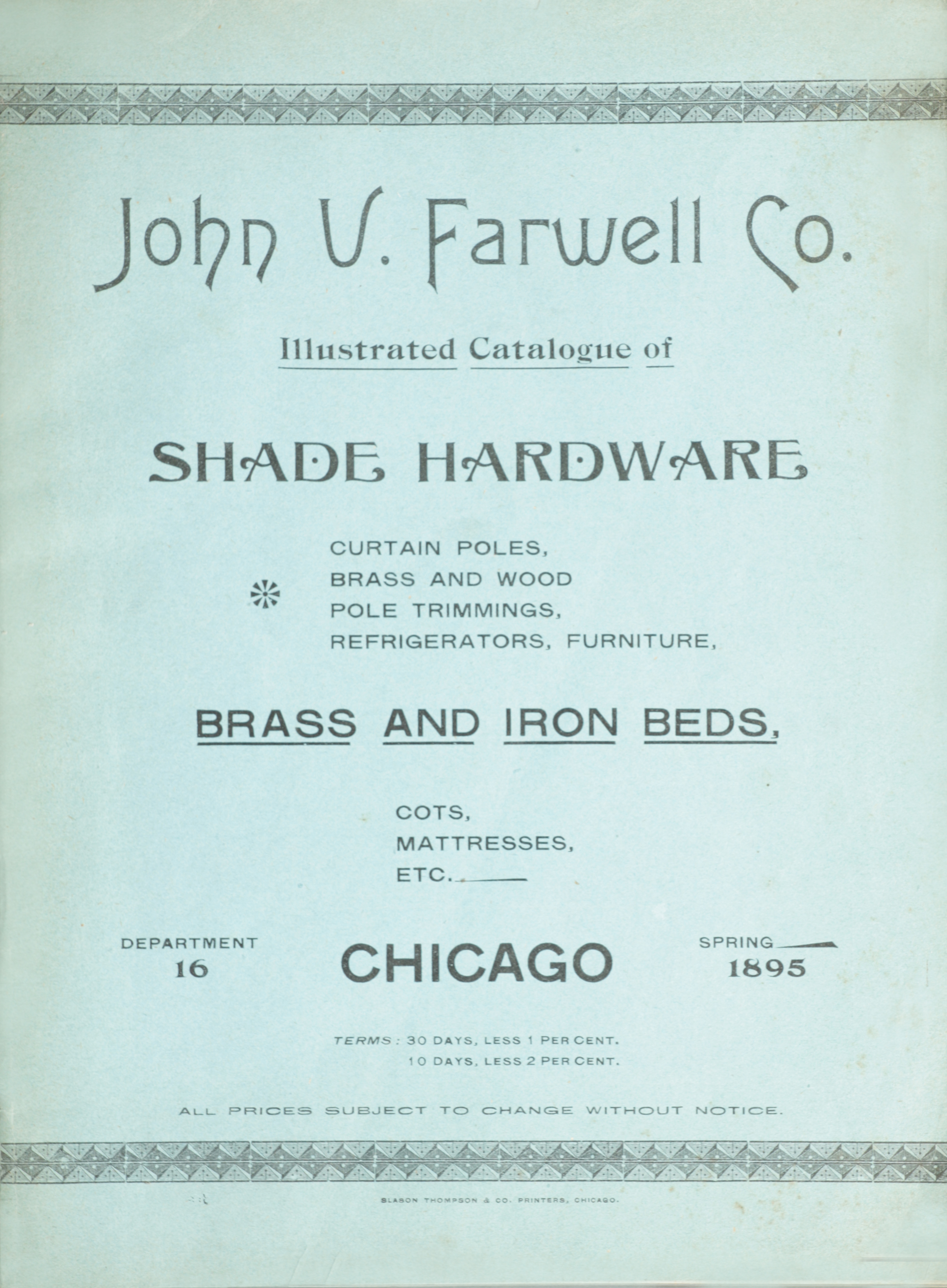 John V. Farwell Iron Bed Catalog, Chicago 1895